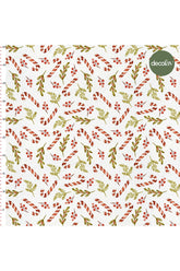 Digitally Printed Fabric with Watercolor Christmas Candy Cane and Coconut Pattern